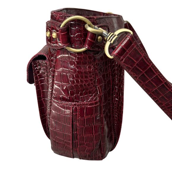 Kelly Moore Red Croc Embossed Patent Leather Classic Camera Bag - Picture 7 of 11